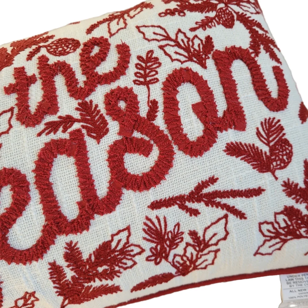 Tis The Season Embroidered Decorative Christmas Pillow 14 x 24